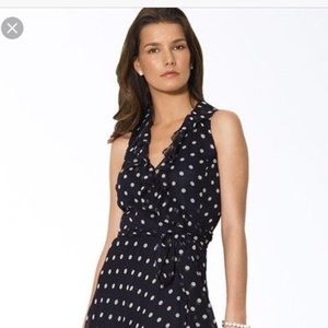 Ralph Lauren Navy Blue Polka Dot Wrap Dress